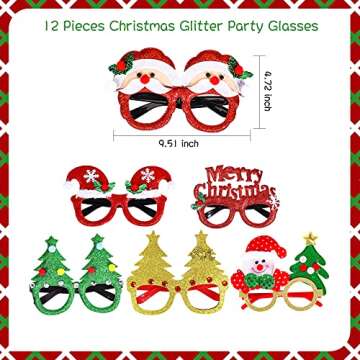 Max Fun 24 Pieces Christmas Glasses Frame and Headbands Set with 24 Cute Designs Exquisite Decoratio...