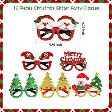 Max Fun 24 Pieces Christmas Glasses Frame and Headbands Set with 24 Cute Designs Exquisite Decoratio...