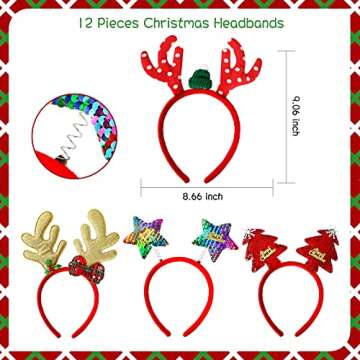 Max Fun 24 Pieces Christmas Glasses Frame and Headbands Set with 24 Cute Designs Exquisite Decoration Accessories for Christmas Parties Holiday Favors and Photo Booth