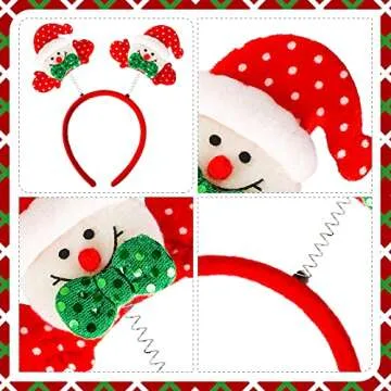 Max Fun 24 Pieces Christmas Glasses Frame and Headbands Set with 24 Cute Designs Exquisite Decoration Accessories for Christmas Parties Holiday Favors and Photo Booth