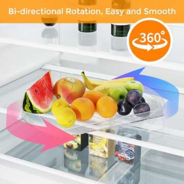 Lazy Susan Turntable Organizer for Refrigerator, 16.53" x 11.02" Rectangular Fridge Lazy Susan Turntable Organizer for Kitchen (1)