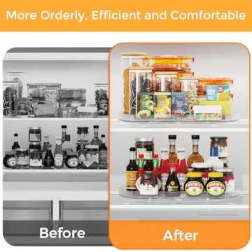 Lazy Susan Turntable Organizer for Refrigerator, 16.53" x 11.02" Rectangular Fridge Lazy Susan Turntable Organizer for Kitchen (1)