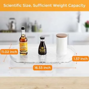 Lazy Susan Turntable Organizer for Refrigerator, 16.53" x 11.02" Rectangular Fridge Lazy Susan Turntable Organizer for Kitchen (1)