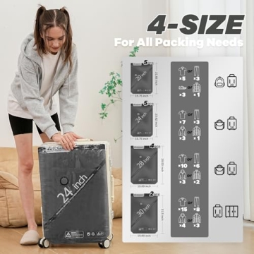 Vacuum Storage Bags for Travel with Wireless Rechargeable Air Pump, 16 Pack Travel Essentials Space ...