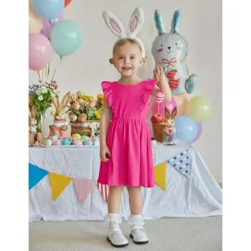 Arshiner Toddler Girls Hot Pink Ruffle Dress for Summer