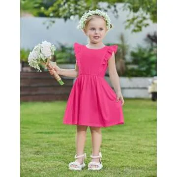 Arshiner Toddler Girls Hot Pink Ruffle Dress for Summer