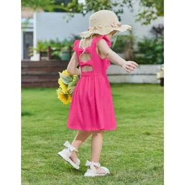 Arshiner Toddler Girls Hot Pink Ruffle Dress for Summer