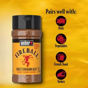 Weber Fireball Whiskey Flavored BBQ Seasoning, 3.5 Ounce