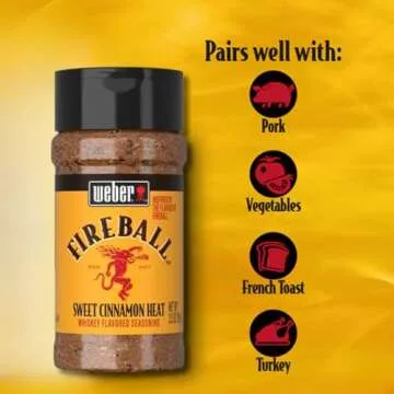 Weber Fireball Whiskey Flavored BBQ Seasoning, 3.5 Ounce