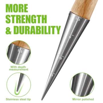 Gardtech Hand Dibber with Wooden Handle, Chrome Coated Stainless Steel Head - Lightweight Sturdy Hand Held Bulb Planter for Tulip Daffodil Crocus Garden Tool (Dibber)