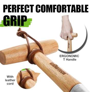 Gardtech Hand Dibber with Wooden Handle, Chrome Coated Stainless Steel Head - Lightweight Sturdy Hand Held Bulb Planter for Tulip Daffodil Crocus Garden Tool (Dibber)