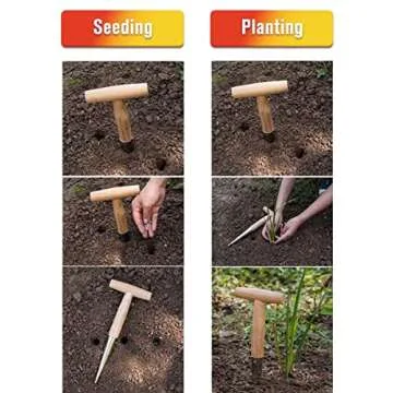 Gardtech Hand Dibber with Wooden Handle, Chrome Coated Stainless Steel Head - Lightweight Sturdy Hand Held Bulb Planter for Tulip Daffodil Crocus Garden Tool (Dibber)