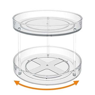 VAEHOLD 2-Tier Lazy Susan Turntable Spice Rack Organizer