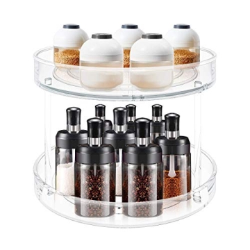 VAEHOLD 2-Tier Lazy Susan Turntable Spice Rack Organizer