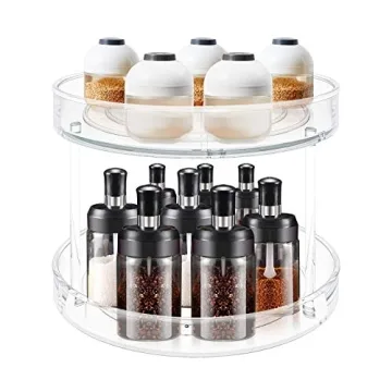 VAEHOLD 2-Tier Lazy Susan Turntable Spice Rack Organizer