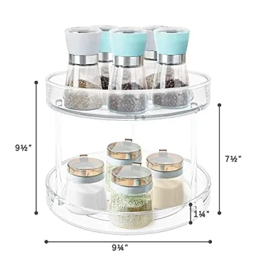 VAEHOLD 2-Tier Lazy Susan Turntable Spice Rack Organizer