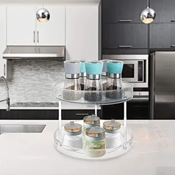 VAEHOLD 2-Tier Lazy Susan Turntable Spice Rack Organizer