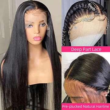 XUBULO Straight Lace Front Wigs 13x4 HD Transparent Lace Pre Plucked 200 Density Brazilian Virgin Ha...