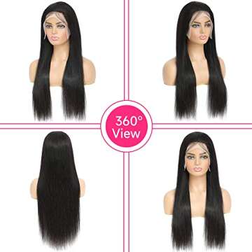 XUBULO 24 Inch Straight Lace Front Wig for Women