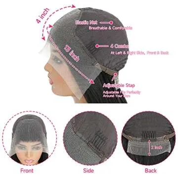 XUBULO 24 Inch Straight Lace Front Wig for Women