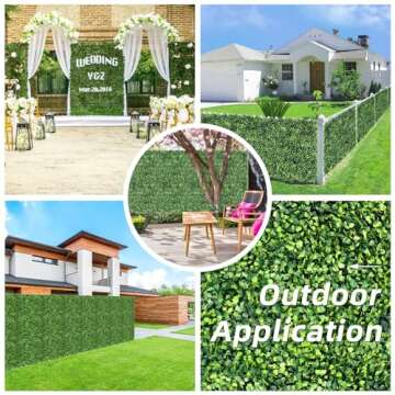 TOPNEW 12PCS Artificial Boxwood Topiary Hedge Plant UV Protection Indoor Outdoor Privacy Fence Home Decor Backyard Garden Decoration Greenery Walls 20" X 20"