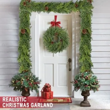 Realistic 6 Ft Christmas Garland with Pine Cone Decoration