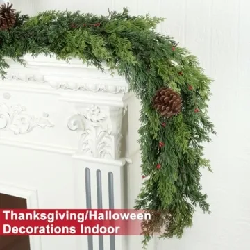 Realistic 6 Ft Christmas Garland with Pine Cone Decoration