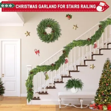 Realistic 6 Ft Christmas Garland with Pine Cone Decoration