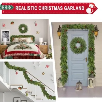 Realistic 6 Ft Christmas Garland with Pine Cone Decoration