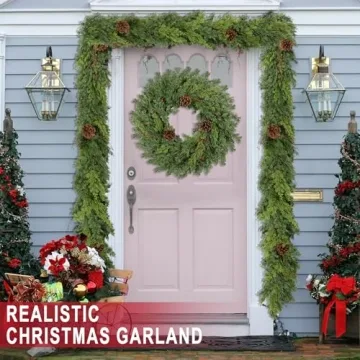 Realistic 6 Ft Christmas Garland with Pine Cone Decoration