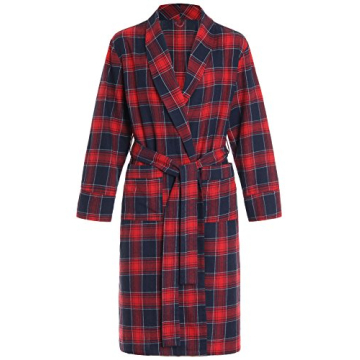 Latuza Women's Cotton Flannel Robe Red Plaid Comfort