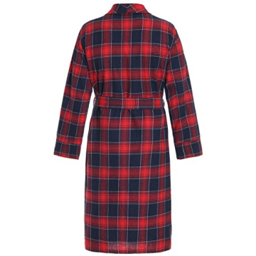 Latuza Women's Cotton Flannel Robe Red Plaid Comfort