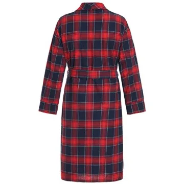 Latuza Women's Cotton Flannel Robe Red Plaid Comfort
