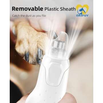 Casfuy Dog Nail Grinder Quiet - (45db) 6-Speed Pet Nail Grinder with 2 LED Lights for Large Medium Small Puppy Dogs/Cats, Professional 3 Ports Rechargeable Electric Dog Nail Trimmer with Dust Cap