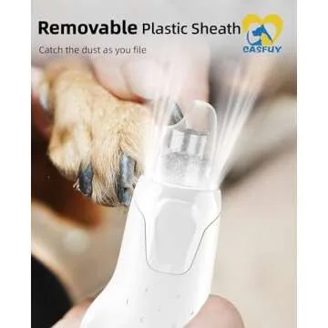 Casfuy Dog Nail Grinder Quiet - (45db) 6-Speed Pet Nail Grinder with 2 LED Lights for Large Medium Small Puppy Dogs/Cats, Professional 3 Ports Rechargeable Electric Dog Nail Trimmer with Dust Cap