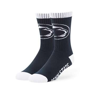 NCAA Penn State Nittany Lions Men's '47 Bolt Casual Dress Crew Socks, Navy, Large, 1-Pack