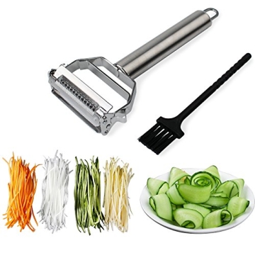 Sunkuka Julienne Peeler Stainless Steel Cutter Slicer with Cleaning Brush Pro for Carrot Potato Melo...