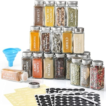 AOZITA 24 Glass Spice Jars Set with Labels