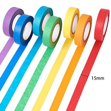 QDiShi 1/2" Colored Masking Tape - 12 Pack Colored Painters Tape for Arts and Crafts, Artist Tape, P...