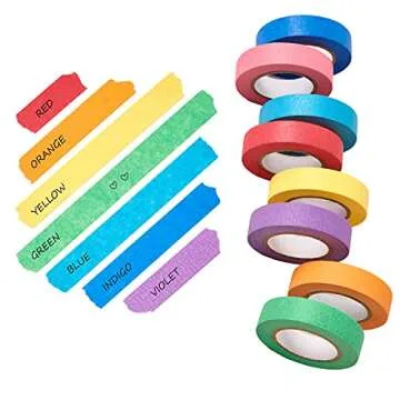QDiShi 1/2" Colored Masking Tape - 12 Pack Colored Painters Tape for Arts and Crafts, Artist Tape, Paper Tape, Masking Tape, Colored Tape, Colorful Tape, Drafting Tape, Craft Tape, Labeling Tape