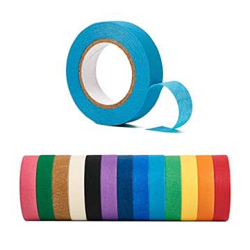 QDiShi 1/2" Colored Masking Tape - 12 Pack Colored Painters Tape for Arts and Crafts, Artist Tape, Paper Tape, Masking Tape, Colored Tape, Colorful Tape, Drafting Tape, Craft Tape, Labeling Tape