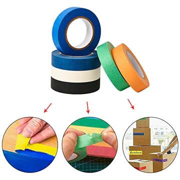QDiShi 1/2" Colored Masking Tape - 12 Pack Colored Painters Tape for Arts and Crafts, Artist Tape, Paper Tape, Masking Tape, Colored Tape, Colorful Tape, Drafting Tape, Craft Tape, Labeling Tape