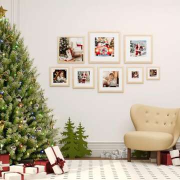 KINLINK 8x10 Picture Frame, Natural Solid Wood Frame with Acrylic Plexiglass for Pictures 4x6/5x7 with Mat or 8x10 without Mat, Tabletop and Wall Mounting Display Photo Frame 1 Pack