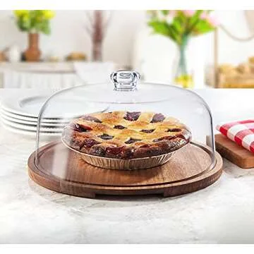 Godinger Acacia Wood Cake Stand with Dome for Elegant Display