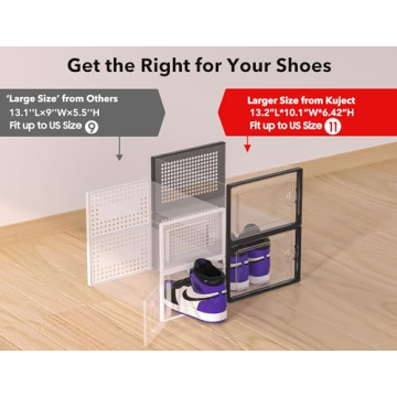 Kuject X-Large Shoe Storage Boxes Clear Stackable Organizers