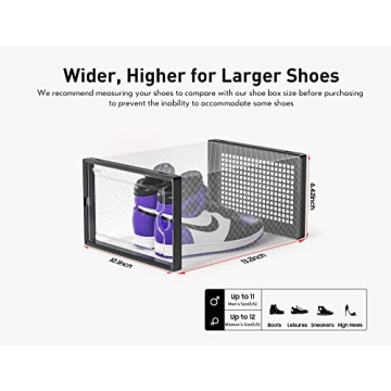 Kuject X-Large Shoe Storage Boxes Clear Stackable Organizers