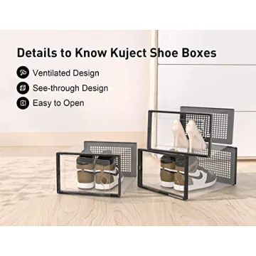 Kuject X-Large Shoe Storage Boxes Clear Stackable Organizers