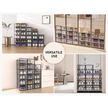 Kuject X-Large Shoe Storage Boxes Clear Stackable Organizers