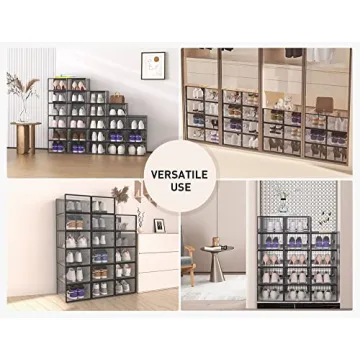 Kuject X-Large Shoe Storage Boxes Clear Stackable Organizers