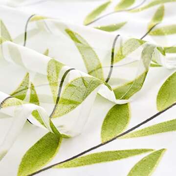MIULEE Sage Green Sheer Curtains Leaf Pattern Vines Printed White Voile Elegant Lightweight Window Gauze Panels Treatment Rod Pocket for Bedroom Living Room(54 x 84 Inches, 2 Panels)